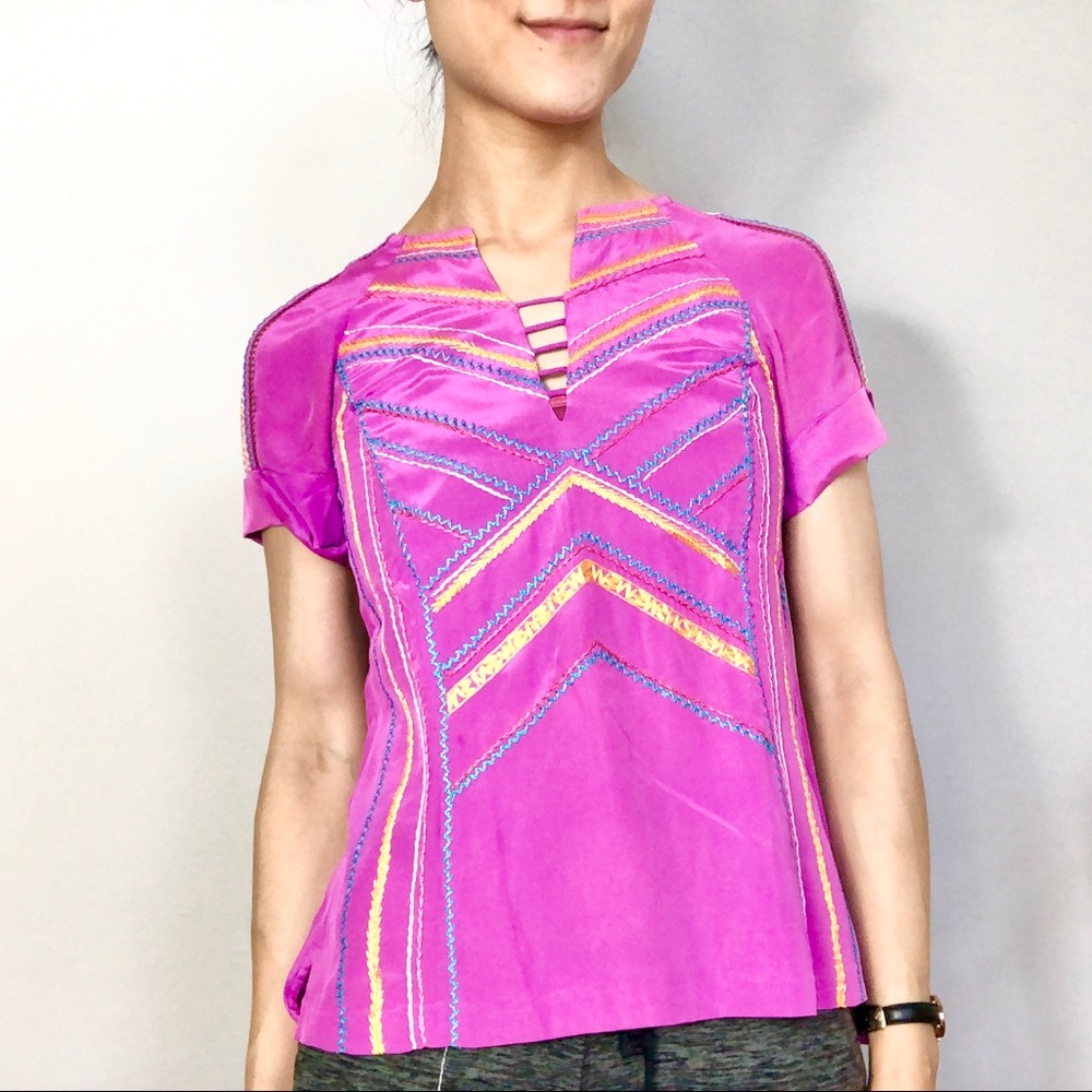 Nanette Lepore silk embroidered top